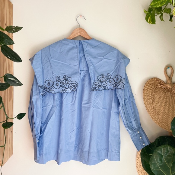 NWT Anthropologie Damson Madder Candy Embroidered Collar Blouse size 2 - Picture 7 of 13